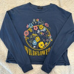 Navy oversized cropped long sleeve shirt